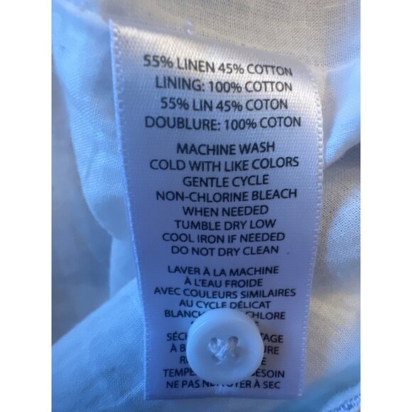 Beach Lunch Lounge Blue White Striped Sleeveless Linen Blend Dress Med Coastal - Picture 4 of 5